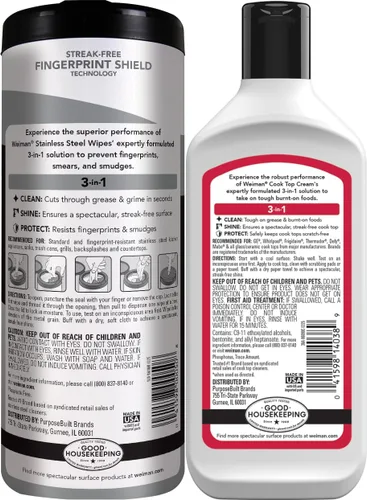 Vista 2 de Weiman Pulidor de cocina resistente y toallitas de acero inoxidable – Potente kit de limpieza de cocina – El embalaje puede variar