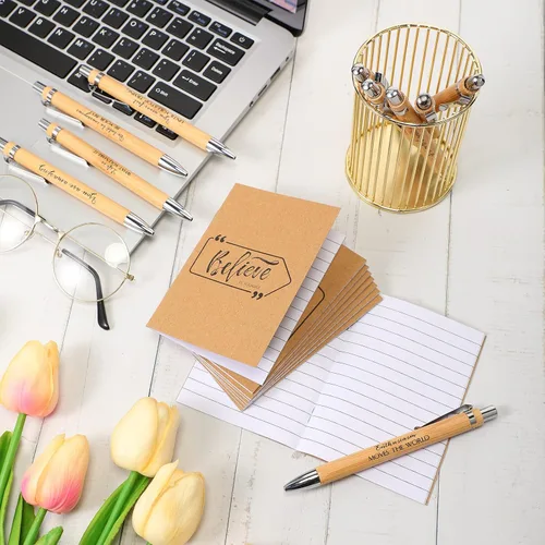 Vista 4 de Fulmoon 60 bolígrafos motivacionales, cuadernos inspiradores, regalos a granel, bolígrafos inspiradores, almohadillas de notas pequeñas, regalos