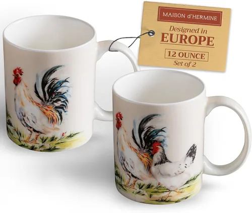 Vista 85 de Maison d' Hermine Taza de café con asas, tazas de porcelana fina de hueso, paquete de una taza de té para bebidas calientes, capuchino, latte