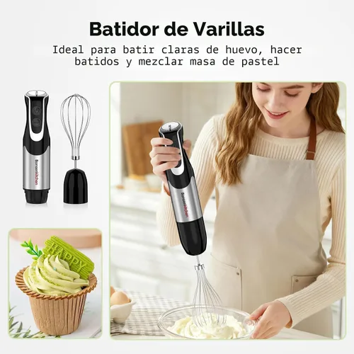Vista 6 de Bonsenkitchen Licuadora de inmersión con procesador de alimentos, 12 Negro