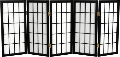 Vista 20 de Biombo portátil simple de 2 pies Biombo diseño Shoji, clásico diseño japonés 4 anchuras, 6 colores, Madera, Negro