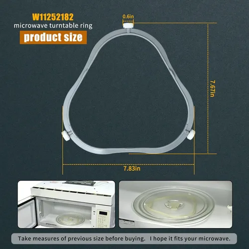 Vista 2 de Anillo de Soporte de Plato Giratorio de Microondas Mejorado W11252182 y 8206227, Reemplazo de Bandeja de Vidrio - Compatible con Piezas