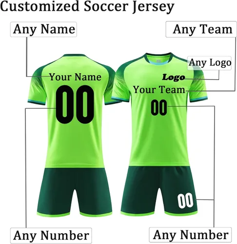 Vista 2 de Camiseta de fútbol personalizada para niños y hombres, camiseta de fútbol personalizada para jóvenes y niñas, uniformes de fútbol para hombres