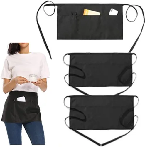 Vista 3 de Bringsine Paquete de 2 delantales unisex con 3 bolsillos, lavables a máquina, para hombres y mujeres, resistentes a la cocina, delantales