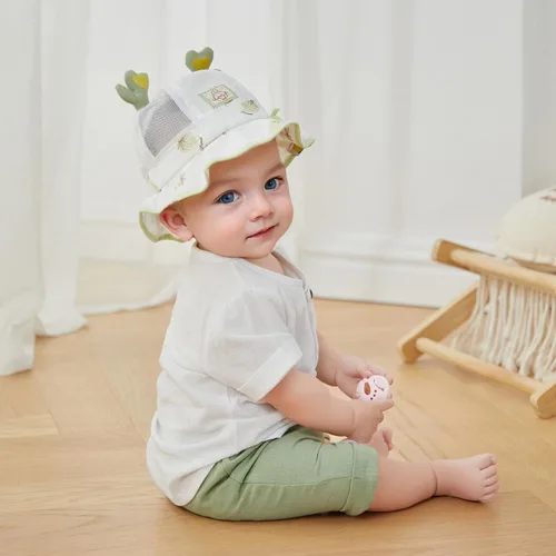 Vista 25 de Conjunto de ropa casual de manga corta con botones y pantalones cortos de lino para bebés y niños pequeños