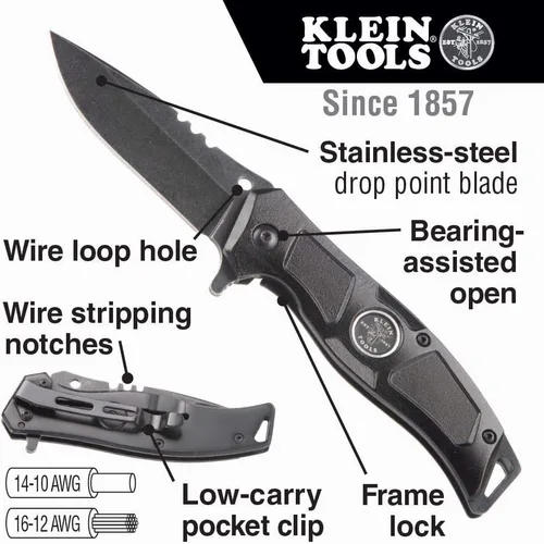 Vista 3 de Klein Tools Cuchillo de bolsillo para electricista (44228) y juego de llaves hexagonales (70550)
