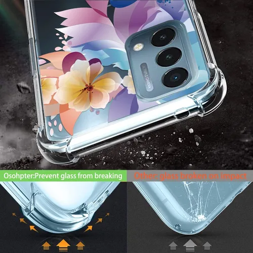 Vista 3 de Osophter Funda para Oneplus Nord N200 5G con protector de pantalla floral floral para niñas y mujeres, absorción de golpes flexible de goma TPU