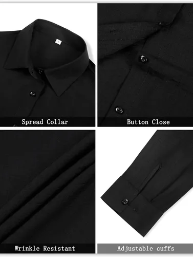 Vista 3 de Camisas de trabajo de lino con botones para mujer, blusas sólidas de manga larga
