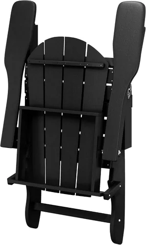 Vista 8 de HDPE Laguna Silla Adirondack plegable de polietileno para exteriores, color negro