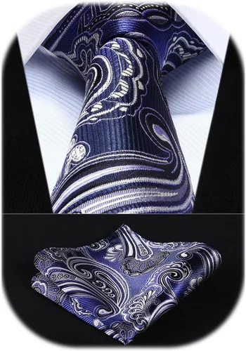 Vista 105 de HISDERN Corbatas para hombre, corbata de cachemira y bolsillo cuadrado tejido clásico floral para hombre, corbata de fiesta de boda