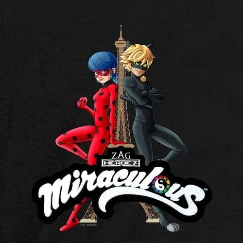 Vista 2 de Pop Threads Miraculous Ladybug and Cat Noir Merch - Camiseta para niños y niñas