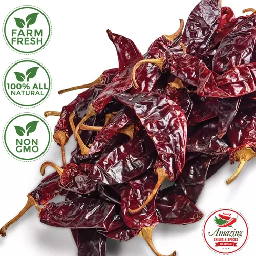 Vista 8 de Guajillo Chiles Secos Enteros 4 oz – Natural y Premium. Ideal para recetas mexicanas como mole, tamales, salsa, carnes. Calor suave a medio, sabor