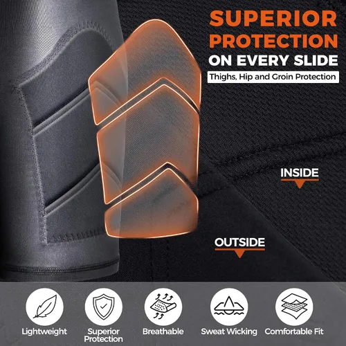 Vista 4 de COOLOMG Pantalones cortos deslizantes de béisbol para niños y jóvenes, con copa atlética suave, acolchados, pantalones cortos de compresión