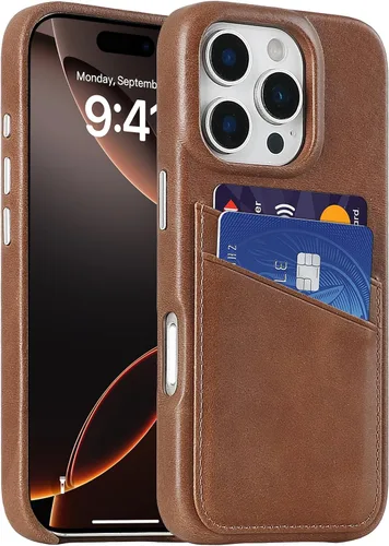 Vista 16 de LUCKYCOIN Funda de piel 100% auténtica tipo cartera para iPhone 13, diseño delgado con tarjetero y funda protectora a prueba de golpes, forro