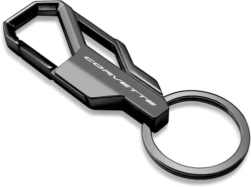 Vista 2 de iPick Image Llavero de metal para Chevrolet Corvette C8, estilo mosquetón, solo con licencia