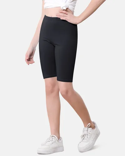 Vista 4 de Domee Pantalones cortos de ciclismo para niñas, para debajo de los vestidos, leggings cortos de algodón, paquete de 3
