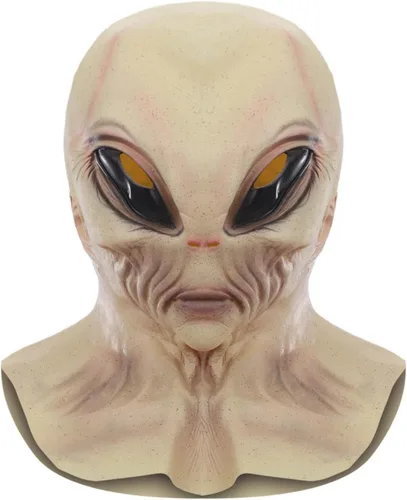 Vista 10 de Máscara de alienígena de cabeza completa para Halloween, terrorífico accesorio de disfraz de látex para eventos embrujados Am.07