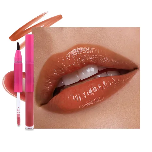 Vista 18 de evpct Lápiz labial líquido mate malva con aceite de labios, acabado brillante, lápiz labial 2 en 1, resistente al agua de larga duración