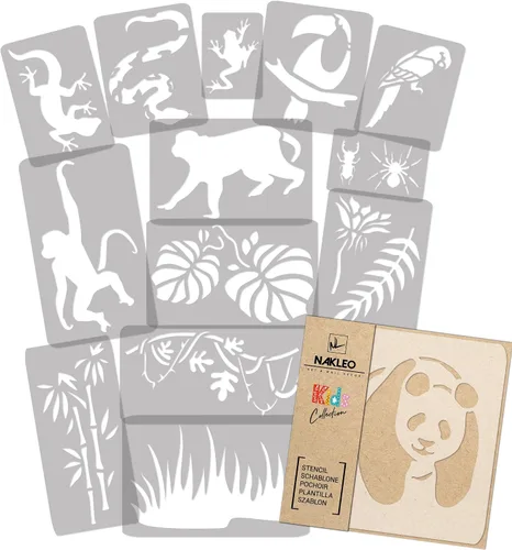 Vista 22 de NAKLEO Juego de plantillas de pintura para niños, 14 plantillas de 3.5 x 4.7 pulgadas a 9.1 x 13.4 pulgadas, plantas de otoño, plantillas de dibujo