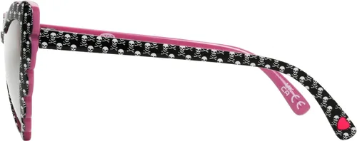 Vista 5 de Betsey Johnson Gafas de sol para mujer Queen of Hearts, negras con patrón de calavera, 55 mm