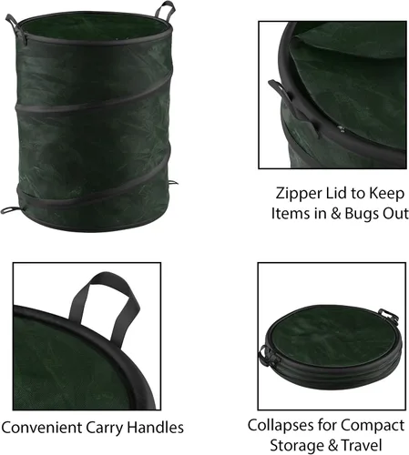 Vista 3 de Wakeman - Bote de basura plegable para exteriores, 29.5 galones, para fiestas, residuos de patio o lavandería, accesorios de campamento