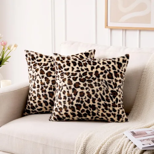 Vista 7 de GALMAXS7 Fundas de Almohada de Guepardo 16x16 Juego de 2 Fundas de Almohada de Piel Sintética Leopardo para Sofá Esponjosas Suaves Decorativas