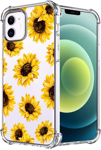 Vista 46 de Funda transparente de girasol compatible con iPhone SE 2022 SE 2020 7 8, funda trasera floral para niñas y mujeres, funda protectora transparente