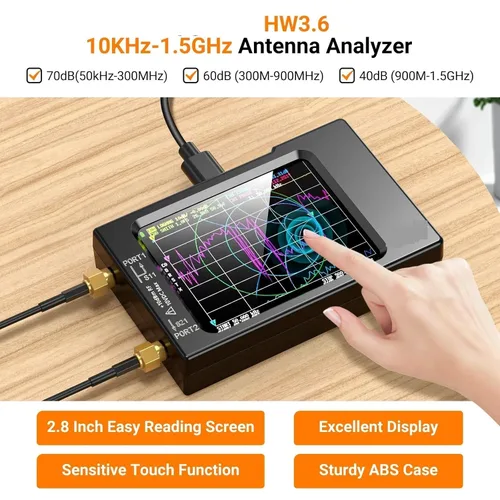Vista 2 de Spectrum Analyzer, VNA-H Vector Network Antenna Analyzer 10KHz-1.5GHz MF HF VHF UHF W/Shell SD Card Slot Supprt 32G Digital VNA-H Tester