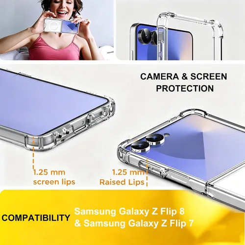 Vista 4 de Funda magnética transparente para Galaxy Z Flip 8 / Z Flip 7, compatible