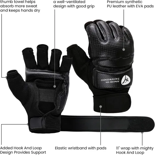 Vista 2 de Taekwondo Sparring Gear - Guantes protectores de manos y pies, color blanco, para boxeo, kickboxing, ajuste para adultos, hombres, mujeres y niños