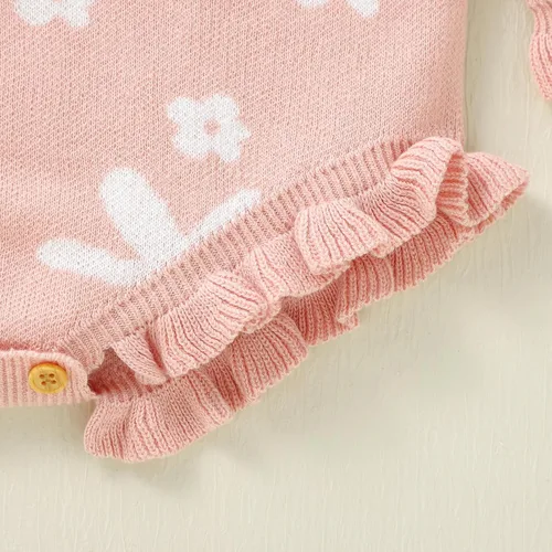 Vista 8 de SAYOO Mameluco de punto unisex para bebé, niña, niño, overol de punto a cuadros, de una pieza, suéter con botones