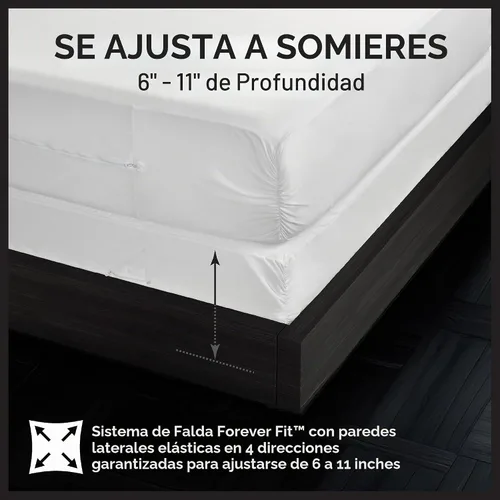 Vista 7 de Protect-A-Bed Funda esencial con cierre para somier de cama king, silenciosa, resistente al olor, a las chinches y ácaros, 100% impermeable, lavable
