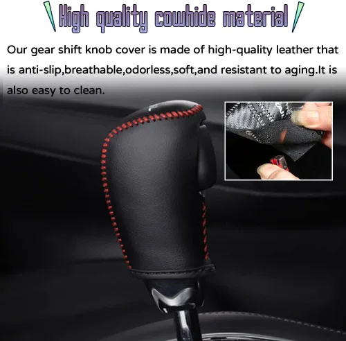 Vista 4 de Accesorios interiores personalizados para Nissan Rogue Rogue Sport, Altima Frontier, Murano Pathfinder Sentra, cubierta de piel con perilla