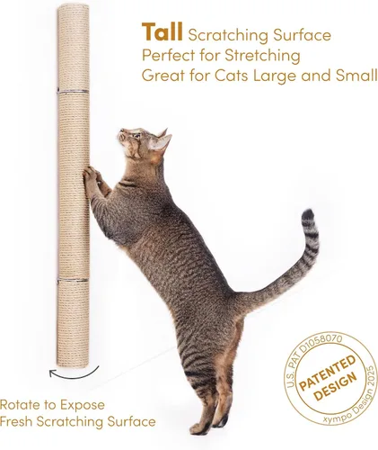 Vista 4 de xympo Rascador de Pared Montado de 86 cm para Gatos, Poste de Rascado de Sisal