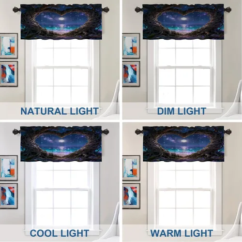 Vista 83 de Batmerry American Flag Ink Dot Blackout Tier Curtains, Red Blue White Stars Abstract Thermal Insulated Half Curtain Rod Pocket Small Valance for