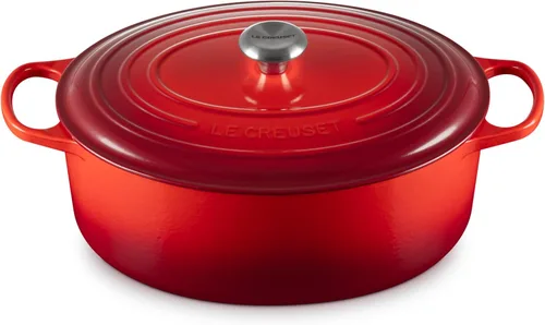 Vista 51 de Le Creuset - Olla holandés redonda con tapa de cocina, hecha de hierro fundido esmaltado, 6.75 cuartos de galón, color alcachofa, colección signature