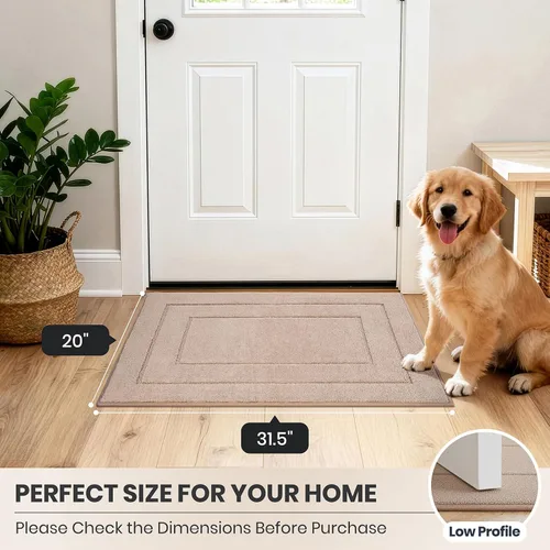 Vista 8 de PURRUGS Tapete para puerta que atrapa la suciedad, 20 x 31.5 pulgadas, antideslizante, lavable a máquina, tapete de entrada para perro, tapete