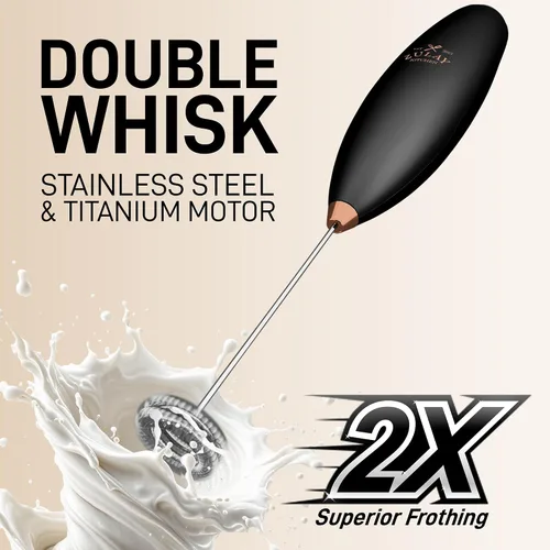 Vista 434 de Zulay Milk Boss Espumador de leche potente manual, hace espuma para latte, batidor para mezclar bebidas, café, miniespumador para capuchino, frappé