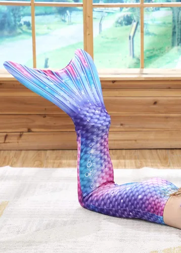 Vista 5 de Traje de baño de cola de sirena con monoaleta para niñas, conjunto de bikini