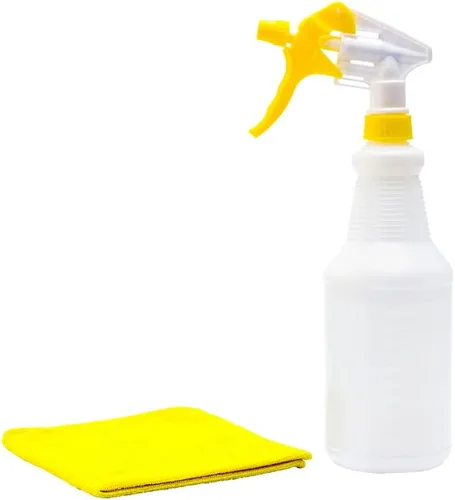 Vista 12 de RW Clean - Botellas de plástico de 25 onzas, juego de 4 botellas de spray vacías – boquillas ajustables, botella de limpieza de plástico multicolor