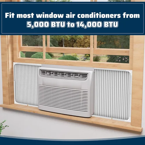 Vista 8 de Paneles laterales de aire acondicionado de ventana ajustables con juego de marco, paneles laterales de CA extra anchos para unidades de CA de 5000 a