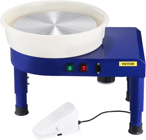 Vista 10 de VEVOR Torno de Alfarero de 14 pulgadas para Adultos Principiantes, Altura Ajustable de 0-6 pulgadas, Máquina Formadora de Cerámica de 450W, Torno