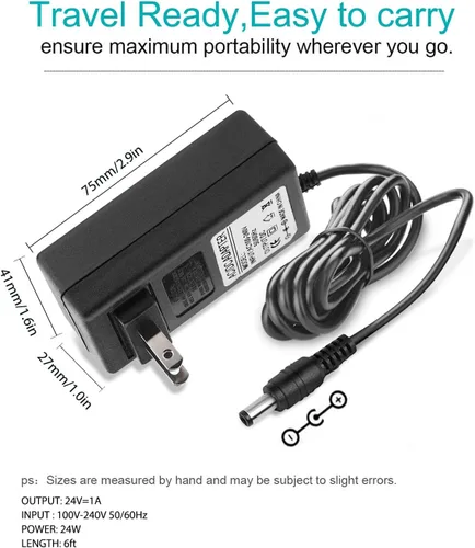 Vista 6 de Cargador de pistola de masaje de 24 V CA/CC compatible con Toluca EM 26, ERLANG EM13 EM12, Booster Pro2 Pro3 E, Legiral Le3, Vybe Pro, cable
