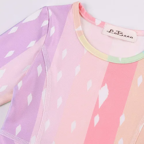 Vista 5 de LaBeca - Vestido sin mangas o de manga larga para niñas, vestidos informales con diseño de unicornio o sirena para niñas pequeñas o grandes
