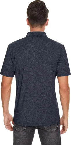 Vista 3 de MAGCOMSEN Polo de manga corta para hombre, camisas de golf para hombre, 3 botones, absorbe la humedad, camiseta atlética casual con cuello