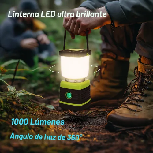 Vista 2 de Linterna de camping LED recargable, luces de camping Consciot, 1000 lúmenes, 4 modos de luz, banco de energía de 4400 mAh, luces de tienda
