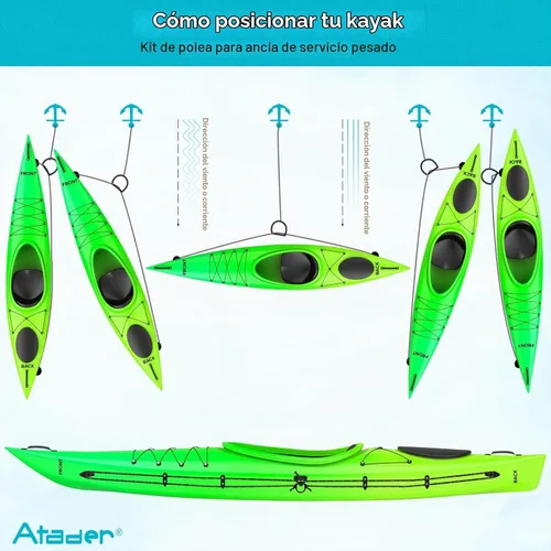 Vista 3 de Kit de carro de anclaje para kayak, sistema de carro de anclaje para canoa de kayak