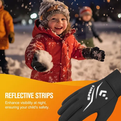 Vista 6 de Guantes de ciclismo cálidos de invierno para niños, guantes para pantalla táctil para clima frío para niños, montar en bicicleta y fútbol con agarre