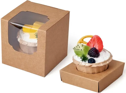 Vista 8 de Happyhiram Cajas para magdalenas, 12 unidades, rosas florales, mini caja de regalo individual para el día de la madre, hojas botánicas, recipientes