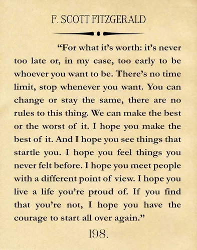 Vista 7 de F Scott Fitzgerald - Póster con cita del Gran Gatsby, arte de pared, cita literaria, cita literaria, regalo inspirador (5 x 7, marfil)